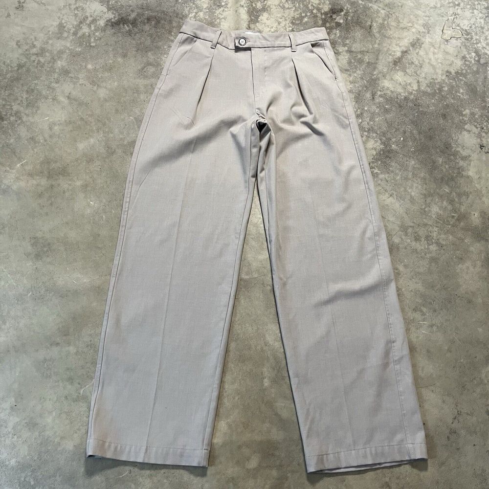 Bershka Pants Womens 6 Beige Pleated Front Wide Leg Trouser High Rise